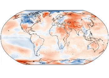 Anomalias da temperatura média do ar em abril de 2022. Fonte: Copernicus Climate Change Service/ECMWF