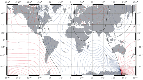 Magnetic declination for 2005