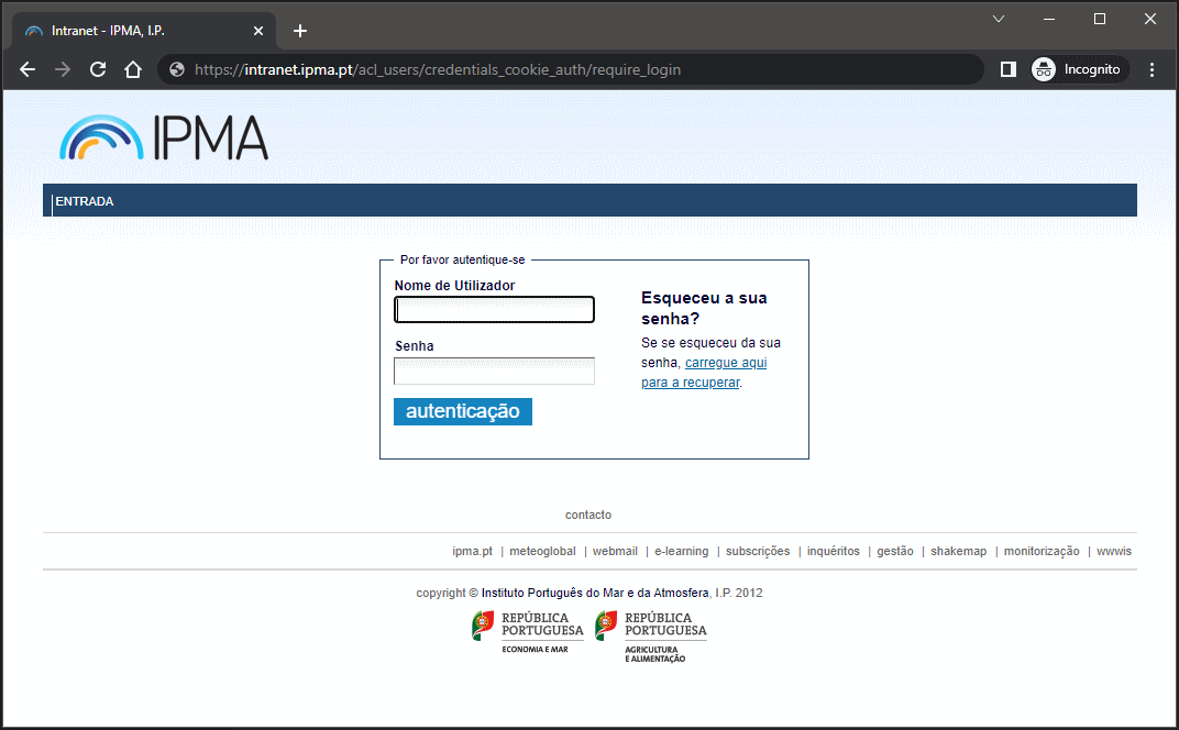 Intranet página entrada