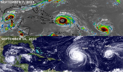 Montagem feita pelo http://www.severe-weather.eu no twitter com arquivos da NOAA