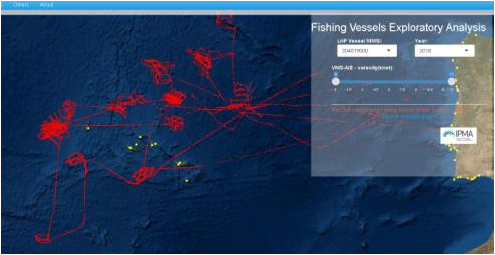 Ferramenta web utilizada para a análise espacial de viagens de pesca