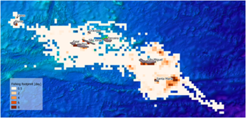 Modelação da atividade espacial da frota de pesca de salto e vara na ZEE Açores 
