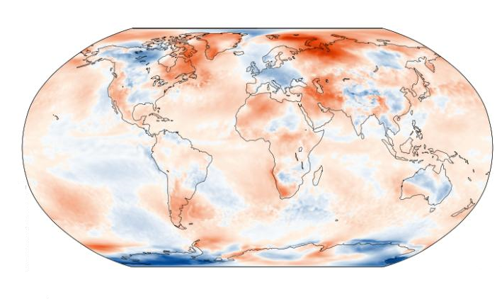 Anomalies in the average air temperature in April 2021 (ECMWF)