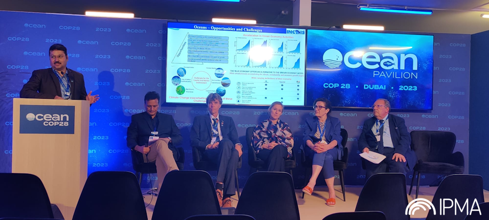 José Guerreiro, President of IPMA, at the panel "Ocean Observations, Information, and Advisory Services for a Sustainable and Resilient Blue Economy" in the Ocean Pavilion