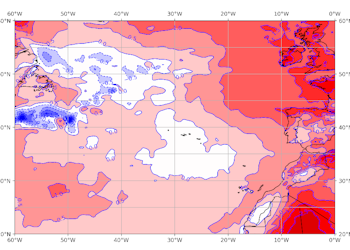Fig. 1: Anomalias do campo da temperatura média mensal do ar à superfíciem, relativamente ao período de 1991-2020 para o mês de abril de 2025 com base nas reanálises ERA5 (Hersbach et al., 2019).