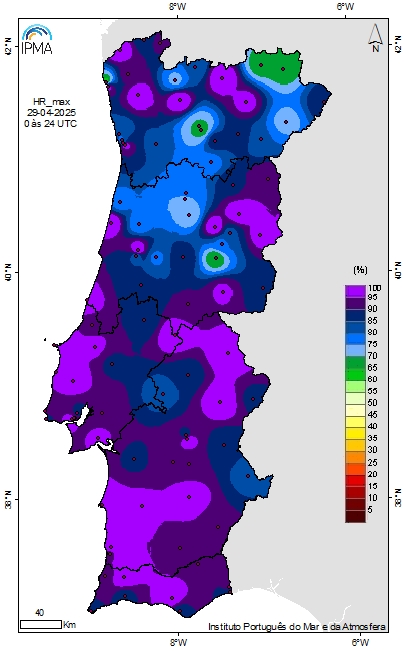 Humidade relativa do ar, maxima