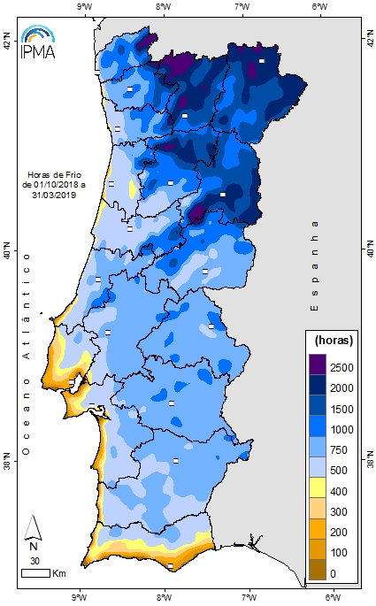 Horas de frio acumuladas para fruteiras