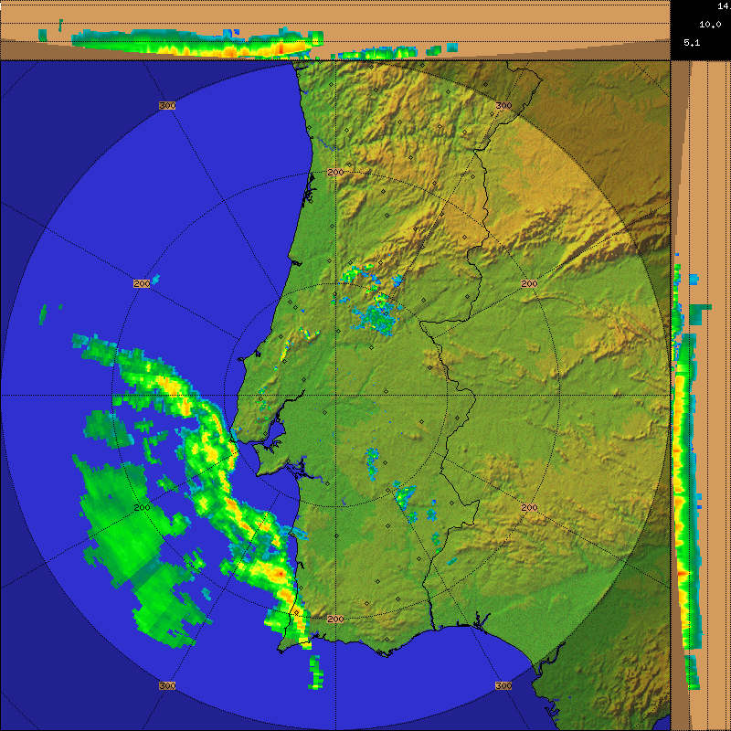 Máximo reflectividade, Radar Meteorológico de Lisboa